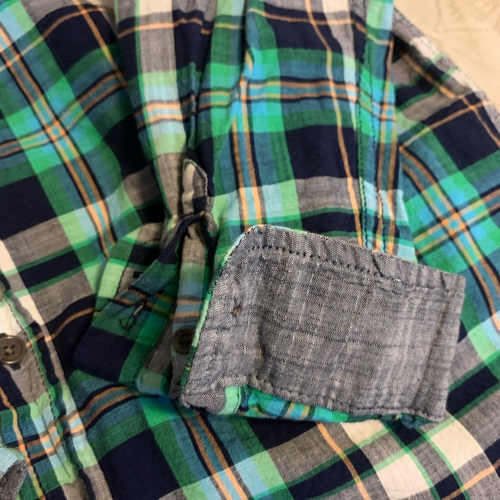 Cat & Jack Plaid Green Button Up - Picture 3 of 9